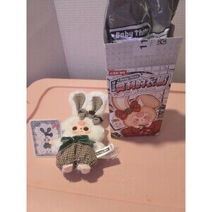 Baby Three-Oli’s Wardrobe Series  “mauve” Overalls, White Bunny Plush New Conf